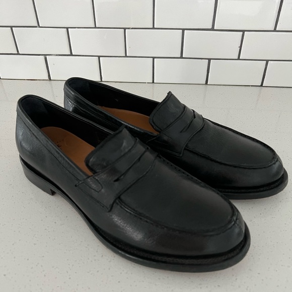 Frye Gutsy Penny 80048 Mens Black Leather Slip On Loafers Shoes - Picture 1 of 4